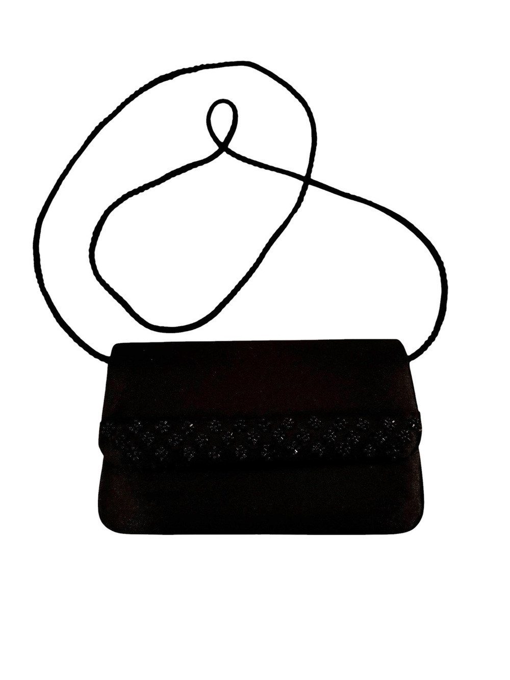 Sasha Satin Beaded Evening Bag Clutch or Shoulder Bag Convertible Black - Picture 2 of 10